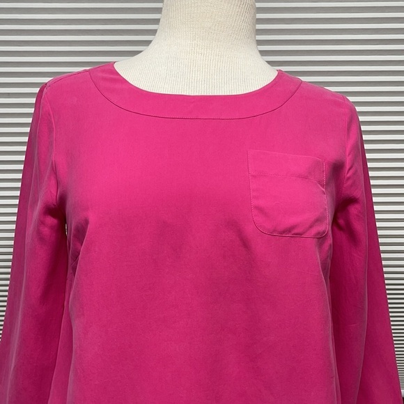 J. Crew NWT Pink 100% Silk Pocket blouse Size 2 - Picture 2 of 10